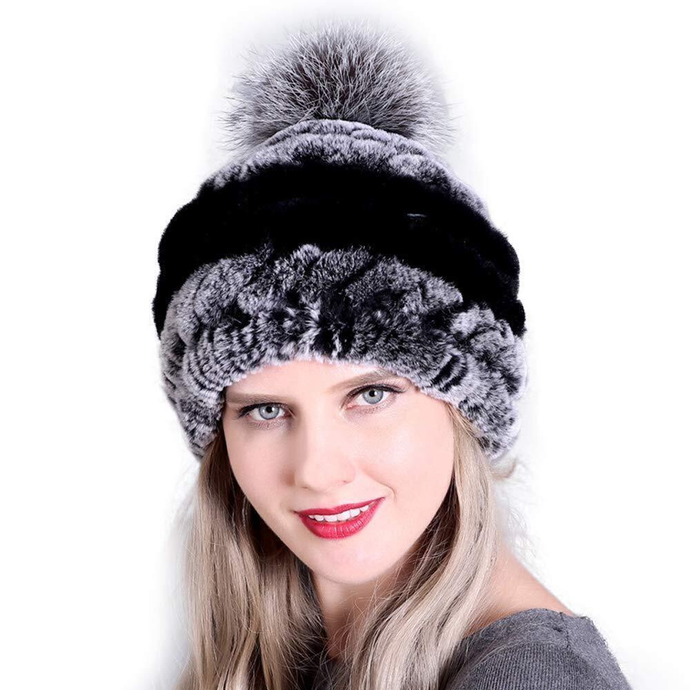 8816 The Super Rex Rabbit Fur Hats Winter Windproof Fox Fur Ball Warm Cap